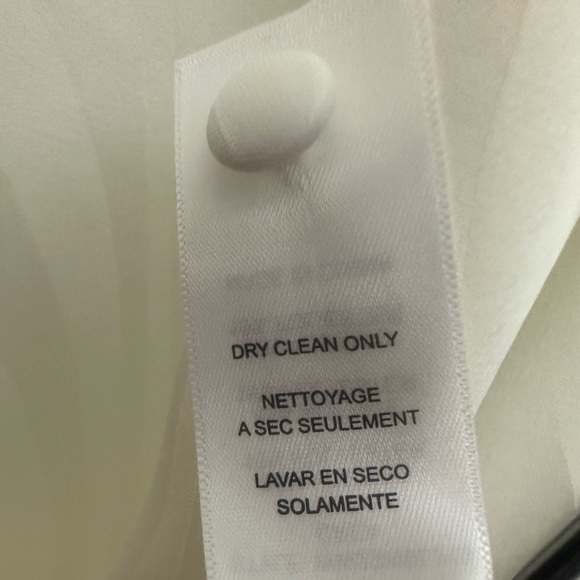 Frame Crepe De Chine Jacquard Blouse Size Small In Cream High Neck Long Sleeve - Picture 10 of 11